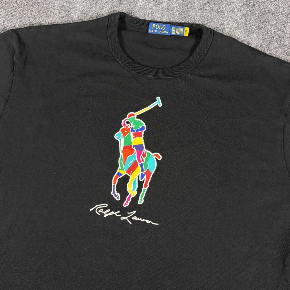 Polo Ralph Lauren Relaxed Fit Big Pony Jersey T-Shirt Mens XXL Black Graphic